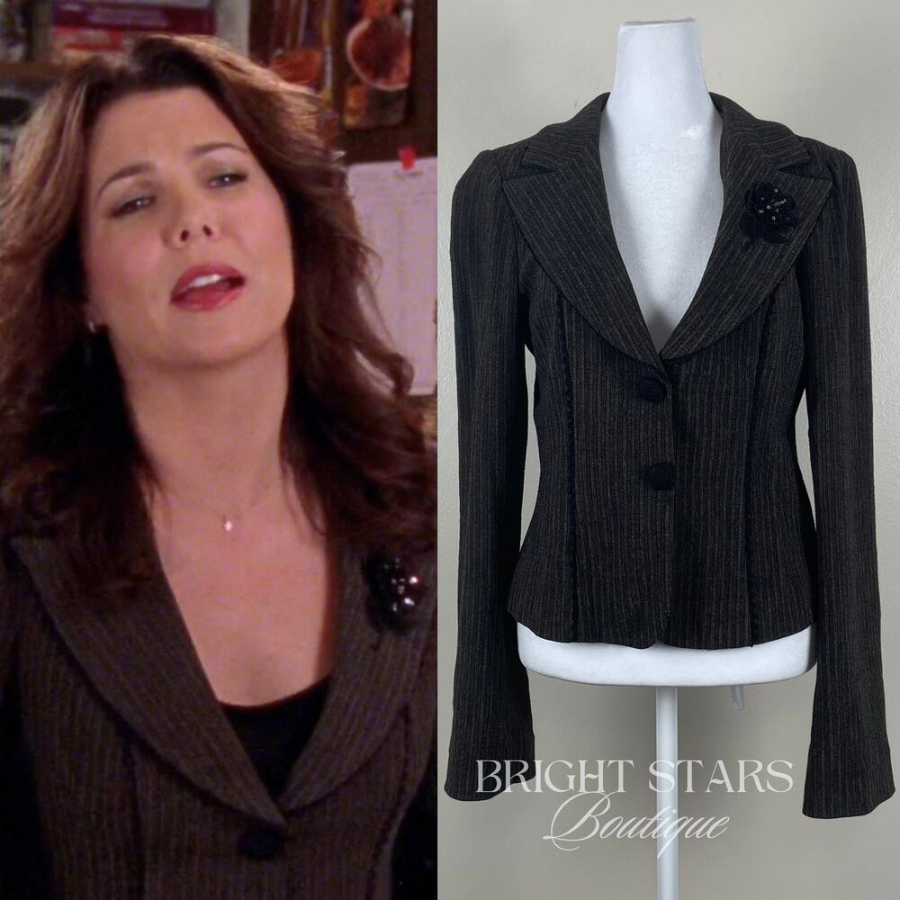 Extremely Rare Blazer Jacket ASO Lorelai Gilmore Girls Applique Flower Brown
